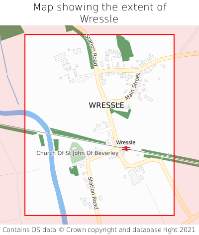 Map showing extent of Wressle as bounding box