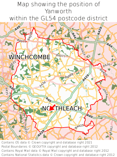 Map showing location of Yanworth within GL54