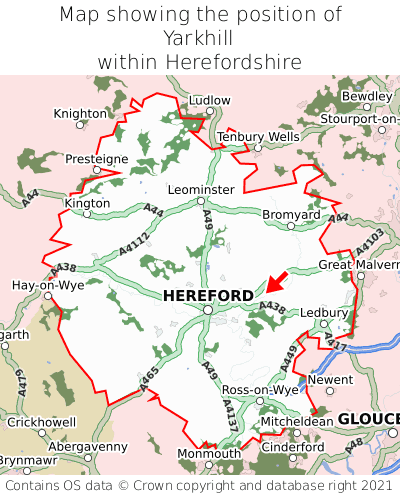 Map showing location of Yarkhill within Herefordshire