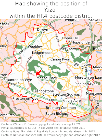 Map showing location of Yazor within HR4